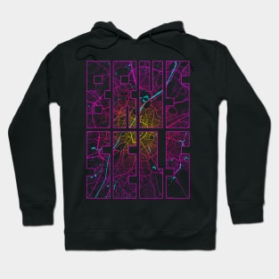 Brussels, Belgium City Map Typography - Neon Hoodie